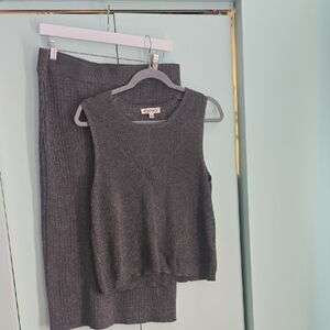 Charcoal Knit Tank and Skirt Ensemble